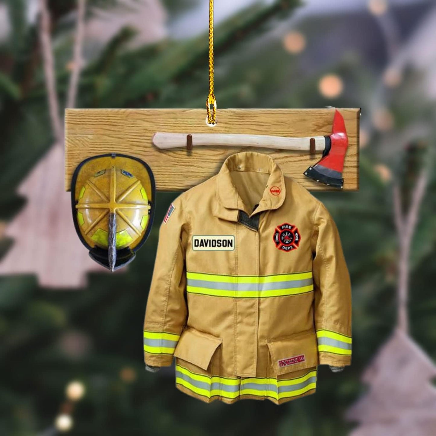 Personalized Firefighter Uniform Christmas Ornament Style 2