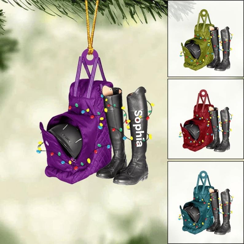 Personalized Horse Show Jumping Girl Ornament 2025 | Equestrian Horse Riding Christmas Keepsake for Female Riders THH3