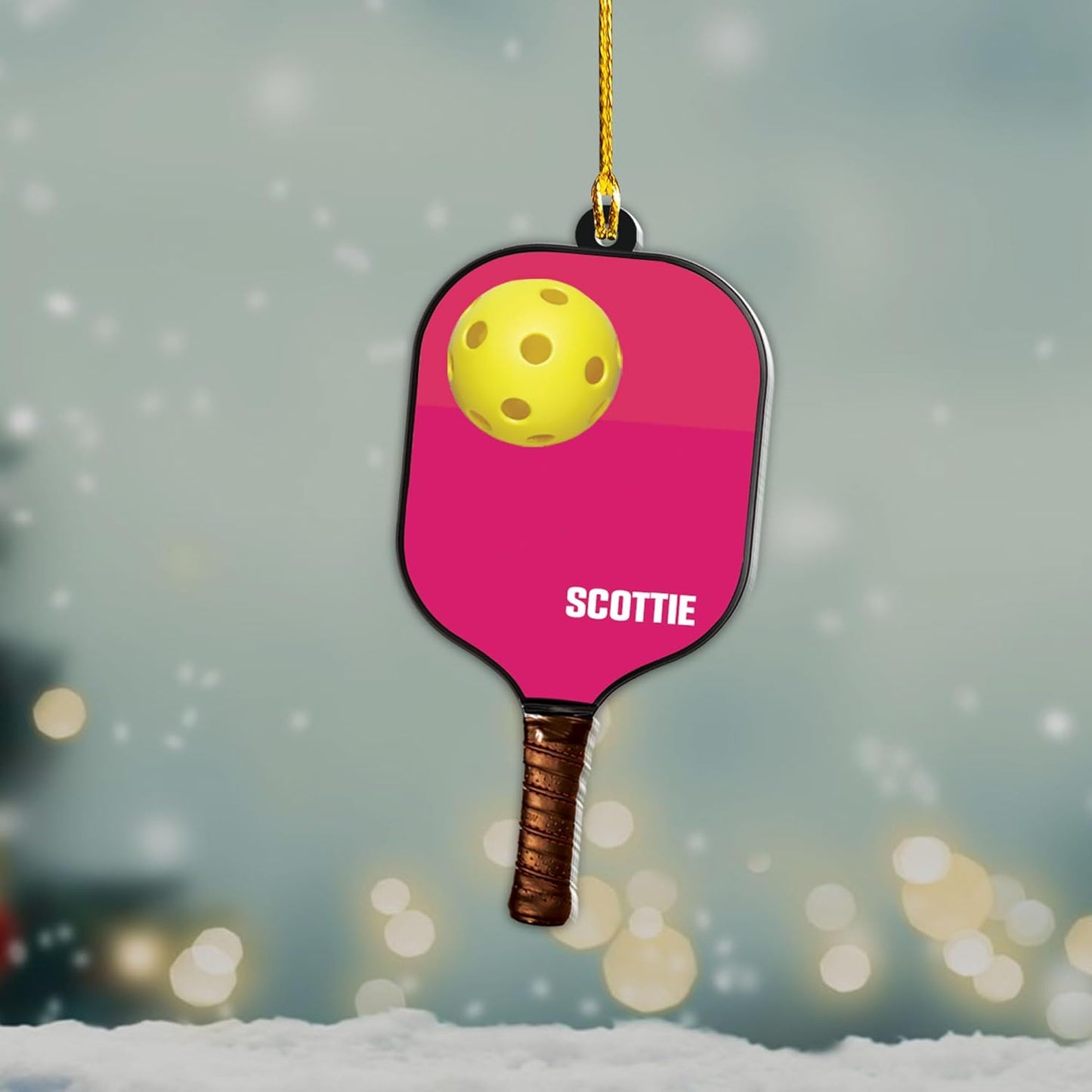 Custom Name Pickleball Ornament – Paddle and Ball Christmas Ornament Style 6