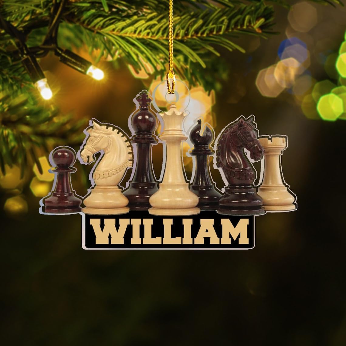 Personalized Name Chess Ornament Gift for Men Women Chess Team Player N12