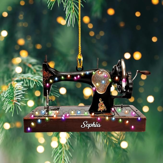 Personalized Sewing Machine Ornament - Custom Christmas Gift for Sewing Lovers LL13