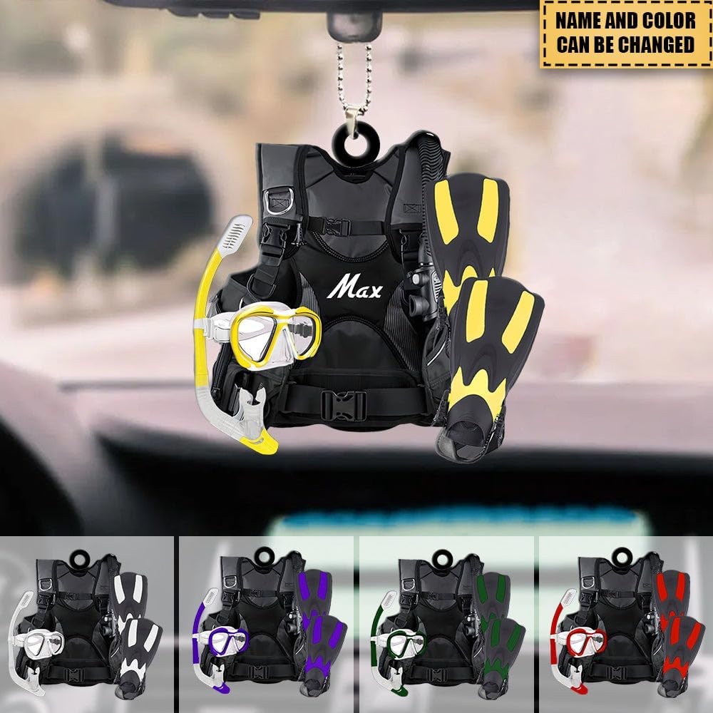 Custom Name Diving Ornament – Personalized Acrylic Scuba Diver Christmas Keepsake, Underwater Gift TSD11