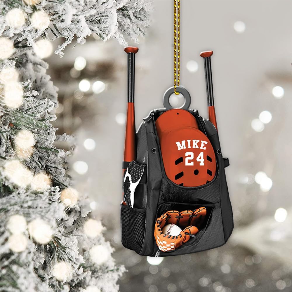 Personalized Baseball Christmas Ornament – Custom Name Acrylic Ornament, Sports Holiday Decoration, Baseball Player Gift TH12
