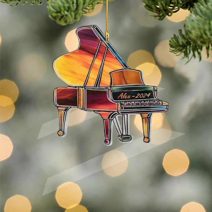 Personalized Piano Ornament - Custom Name Music Instrument Christmas Gift for Piano Lovers LL62