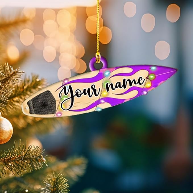 Personalized Surfboard Christmas Ornament - Surfing Tree Decoration Gift for Surfers LL10