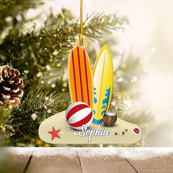 Personalized Surfboard Ornament - Ornament Gift For Surf Lovers LL3