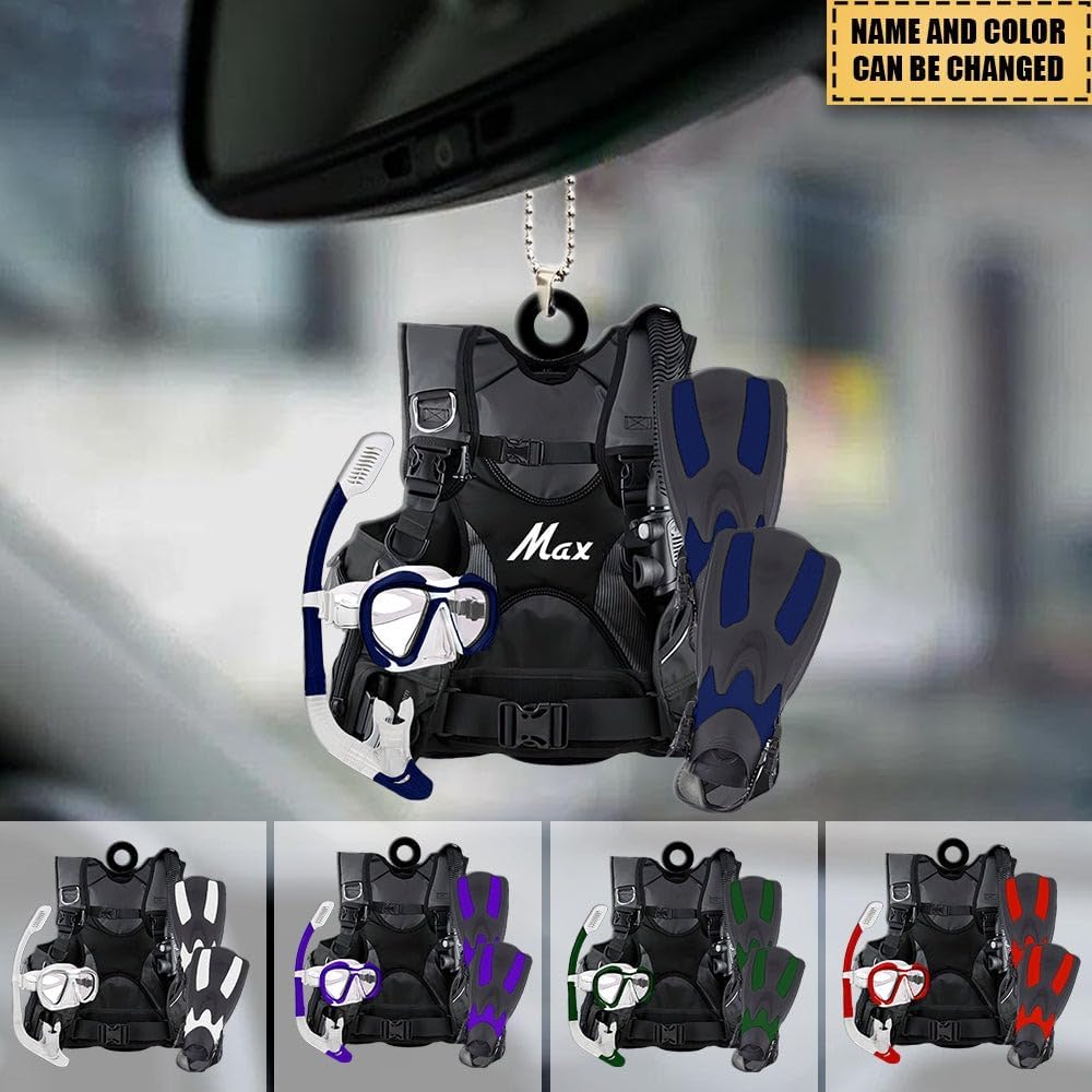 Custom Name Diving Ornament – Personalized Acrylic Scuba Diver Christmas Keepsake, Underwater Gift TSD11