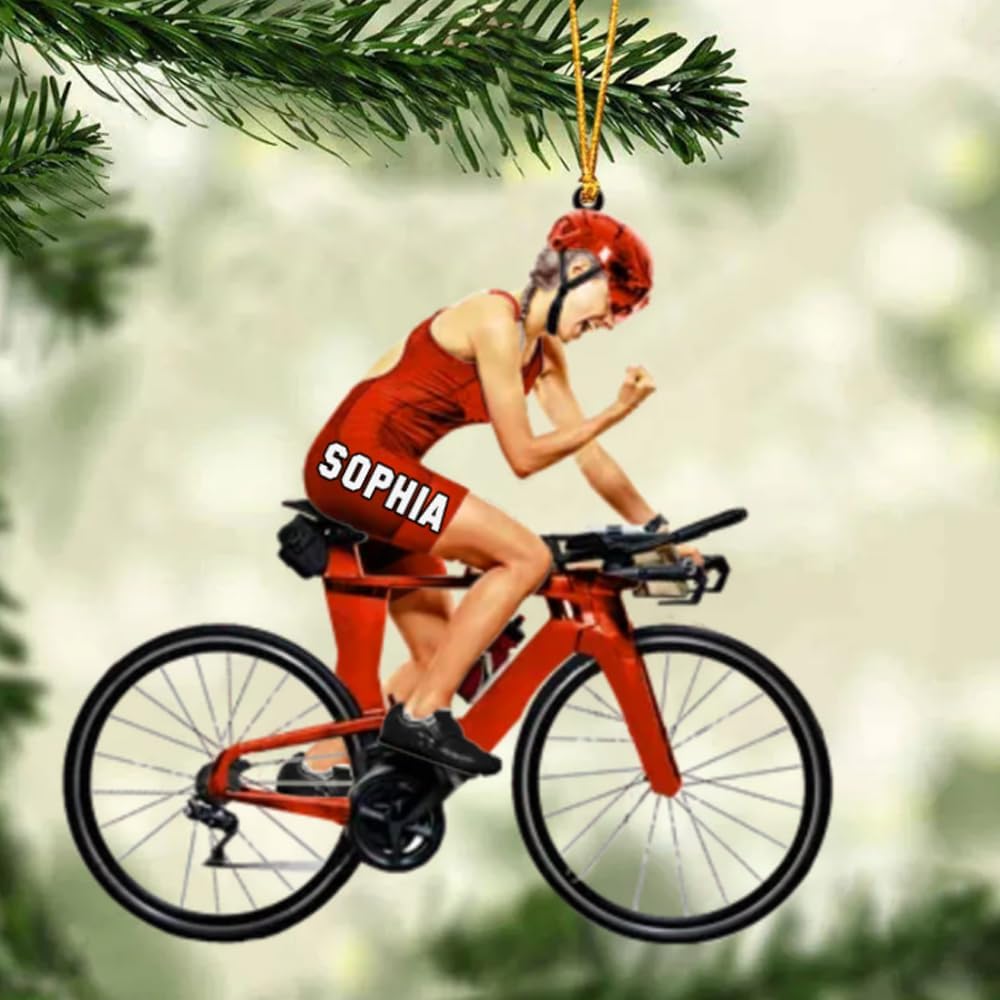 Custom Bicycle Christmas Ornament – Personalized Acrylic Cycling Ornament, Gift for Bike Riders and Cyclists TB8