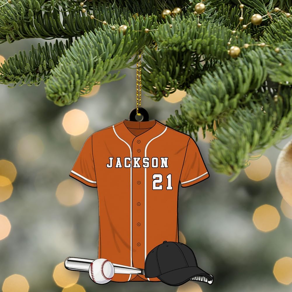 Personalized Baseball Christmas Ornament – Custom Name Acrylic Ornament, Sports Holiday Decoration, Baseball Player Gift TH2