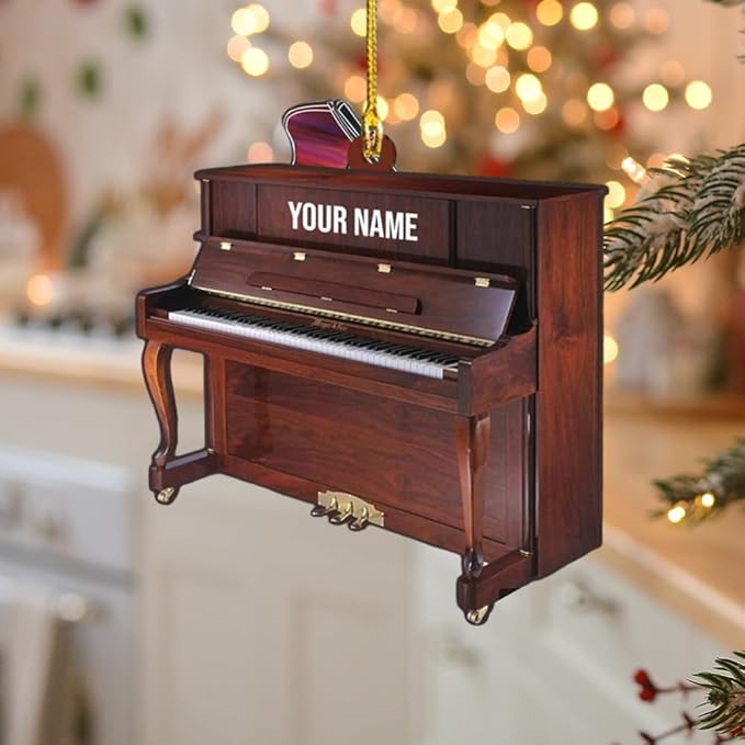 Personalized Piano Ornament - Custom Name Music Instrument Christmas Gift for Piano Lovers LL64