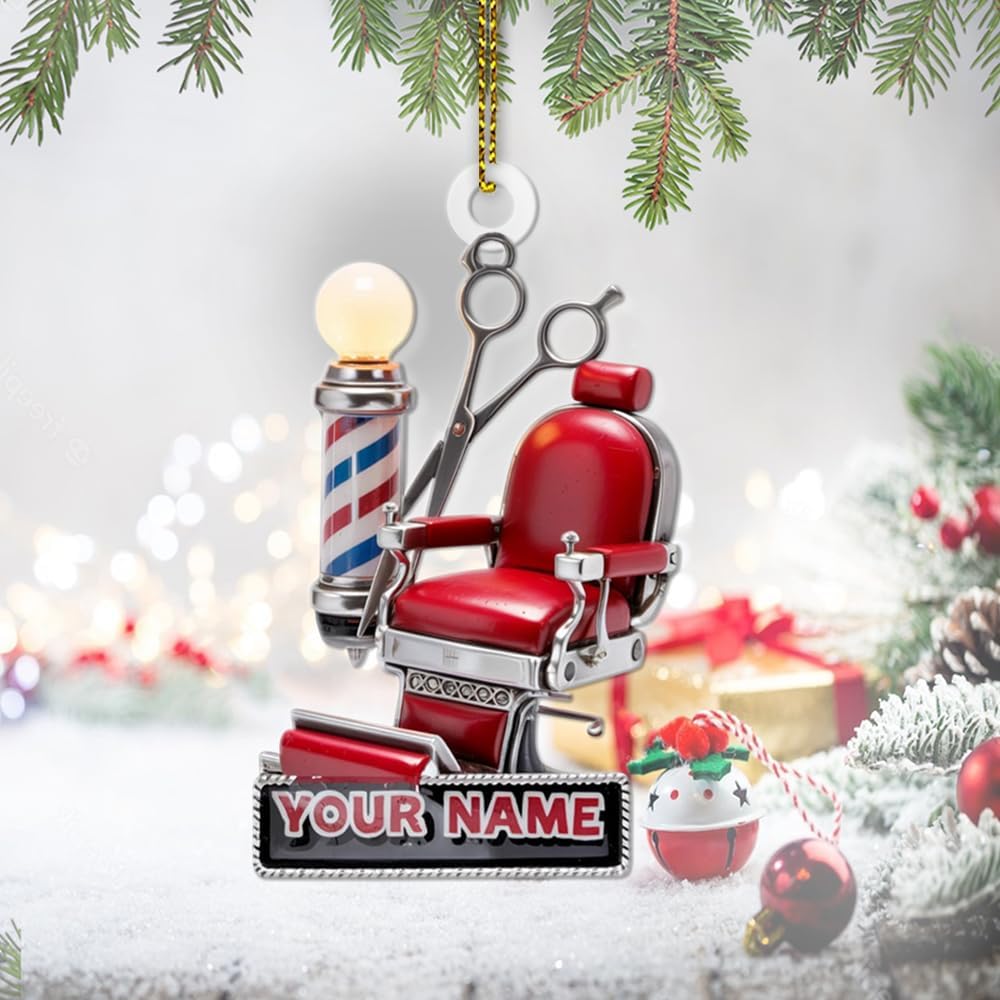 Custom Hair Stylist , Christmas Barbershop Ornament Style 22