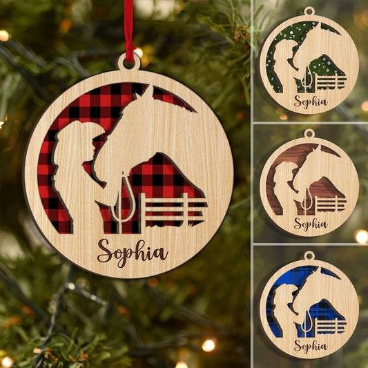 Personalized Horse Show Jumping Girl Ornament 2025 | Equestrian Horse Riding Christmas Keepsake for Female Riders THH4