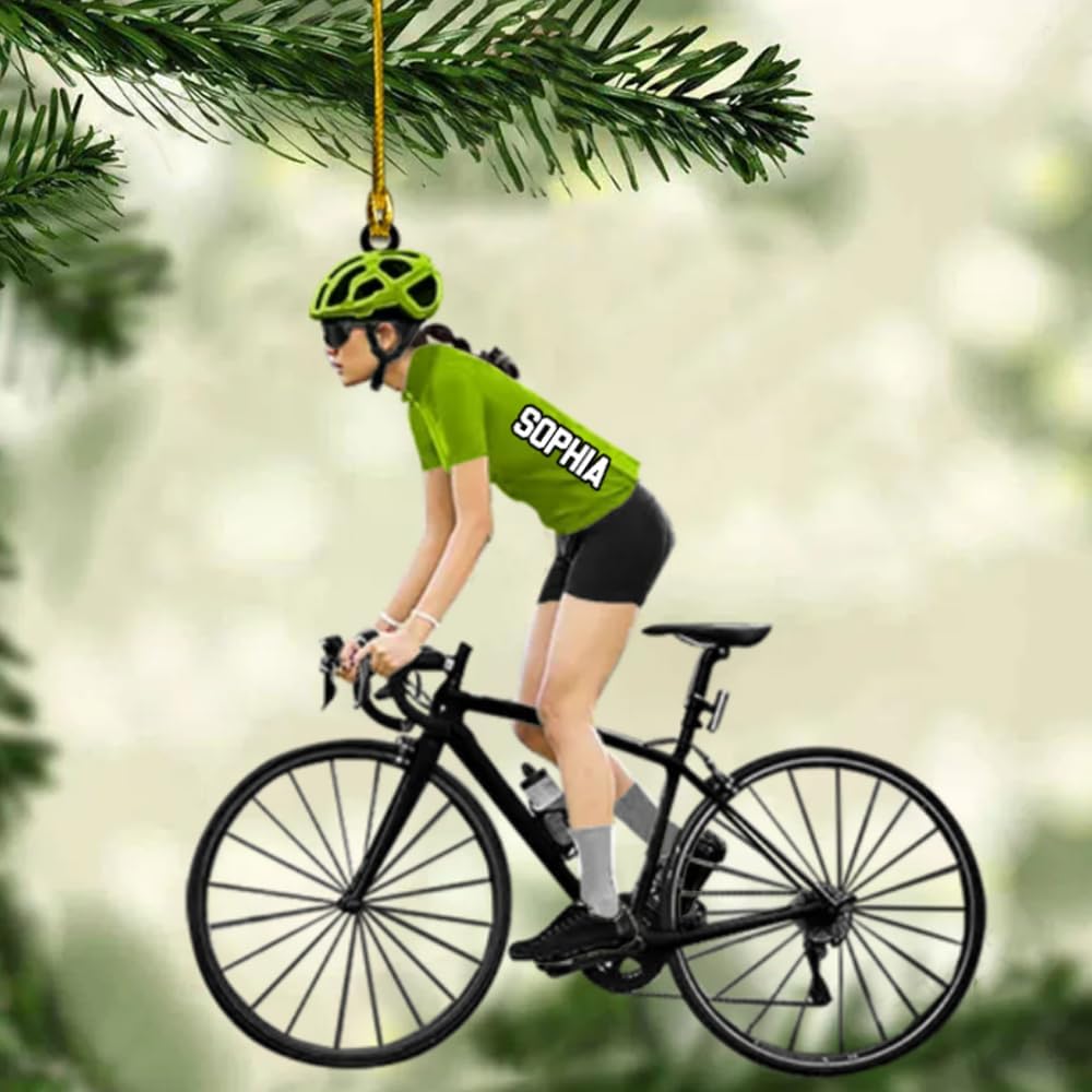 Custom Bicycle Christmas Ornament – Personalized Acrylic Cycling Ornament, Gift for Bike Riders and Cyclists TB9