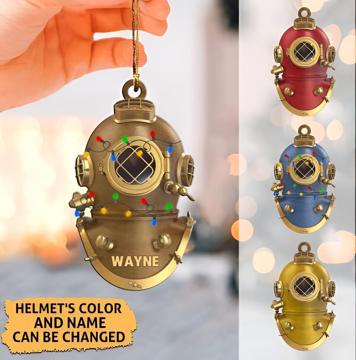 Custom Name Diving Ornament – Personalized Acrylic Scuba Diver Christmas Keepsake, Underwater Gift TSD13