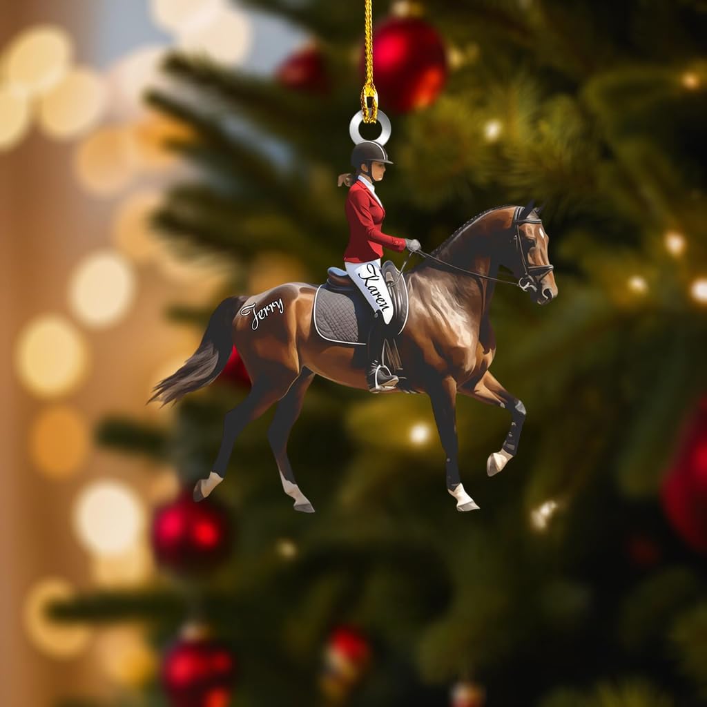 Personalized Equestrian Christmas Ornament | Custom Horse Rider Holiday Tree Decoration Gift for Cowboy & Cowgirl Riders THH5
