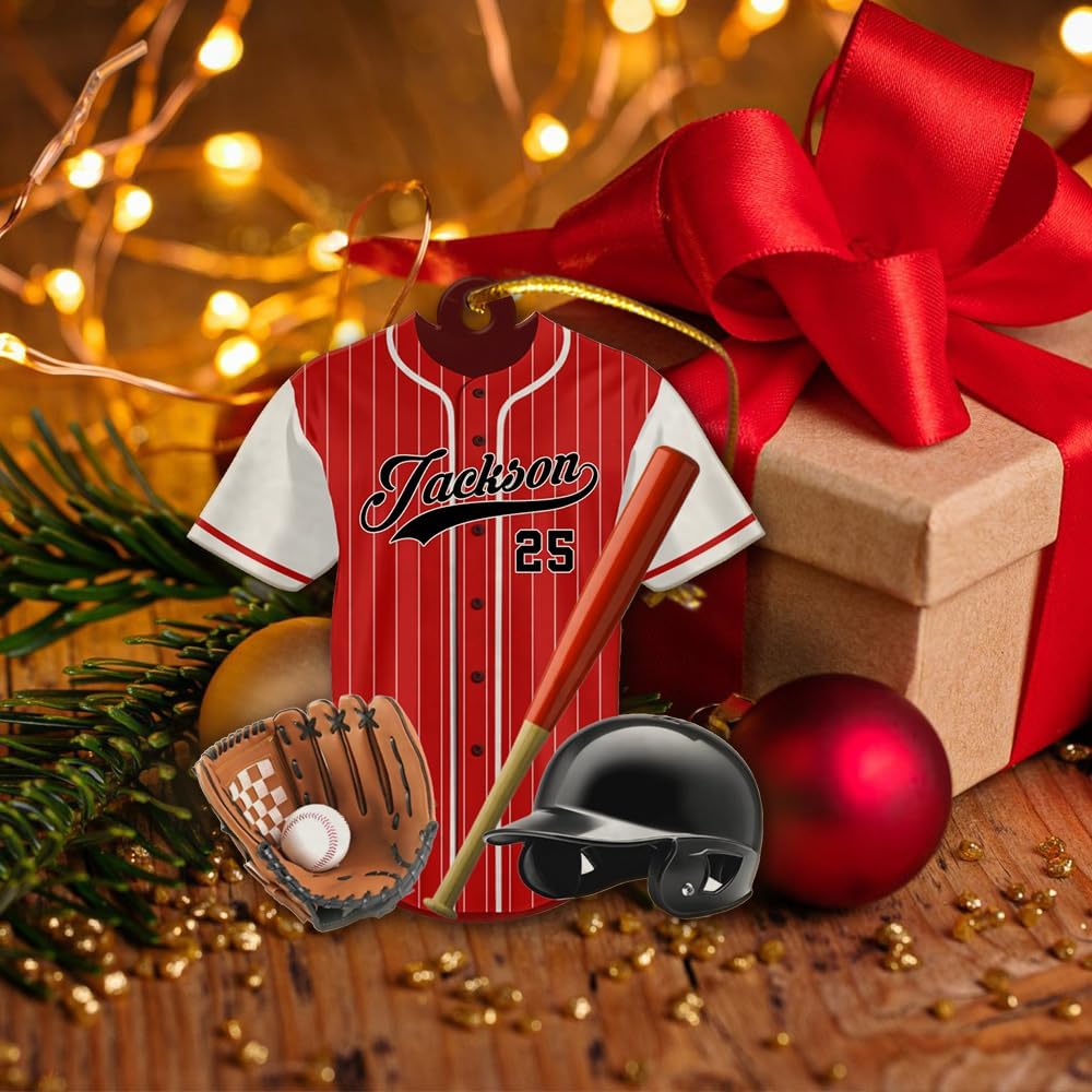 Personalized Baseball Christmas Ornament – Custom Name Acrylic Ornament, Sports Holiday Decoration, Baseball Player Gift  TH18