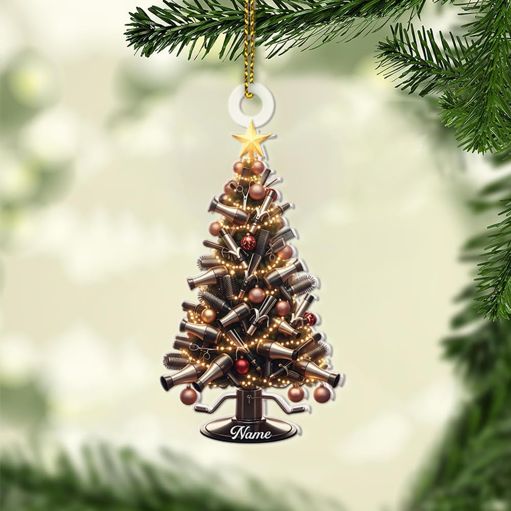 Custom Hair Stylist , Christmas Barbershop Ornament Style 23