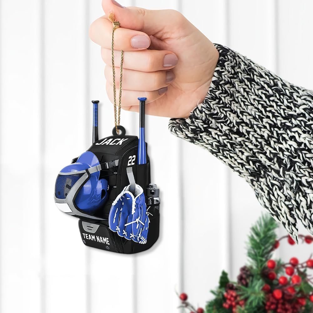 Personalized Baseball Christmas Ornament – Custom Name Acrylic Ornament, Sports Holiday Decoration, Baseball Player Gift TH1