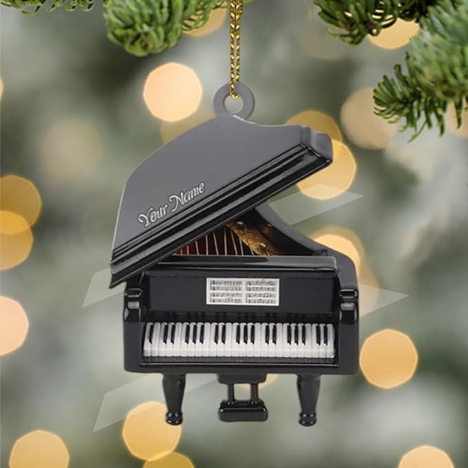 Personalized Piano Ornament - Custom Name Music Instrument Christmas Gift for Piano Lovers LL66