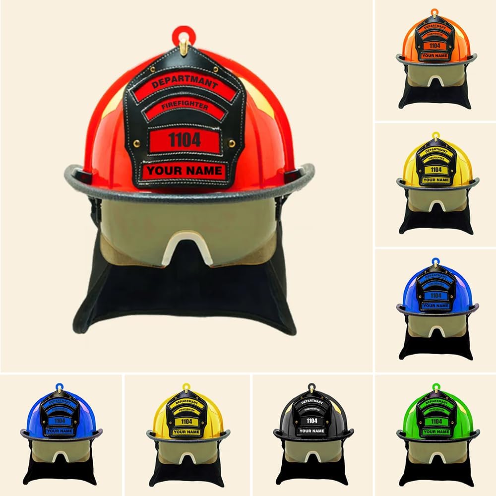 Personalized Firefighter Helmet Christmas Ornament Style 2