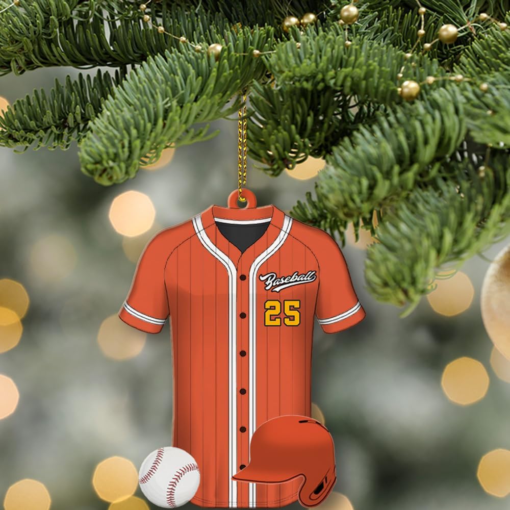 Personalized Baseball Christmas Ornament – Custom Name Acrylic Ornament, Sports Holiday Decoration, Baseball Player Gift TH13