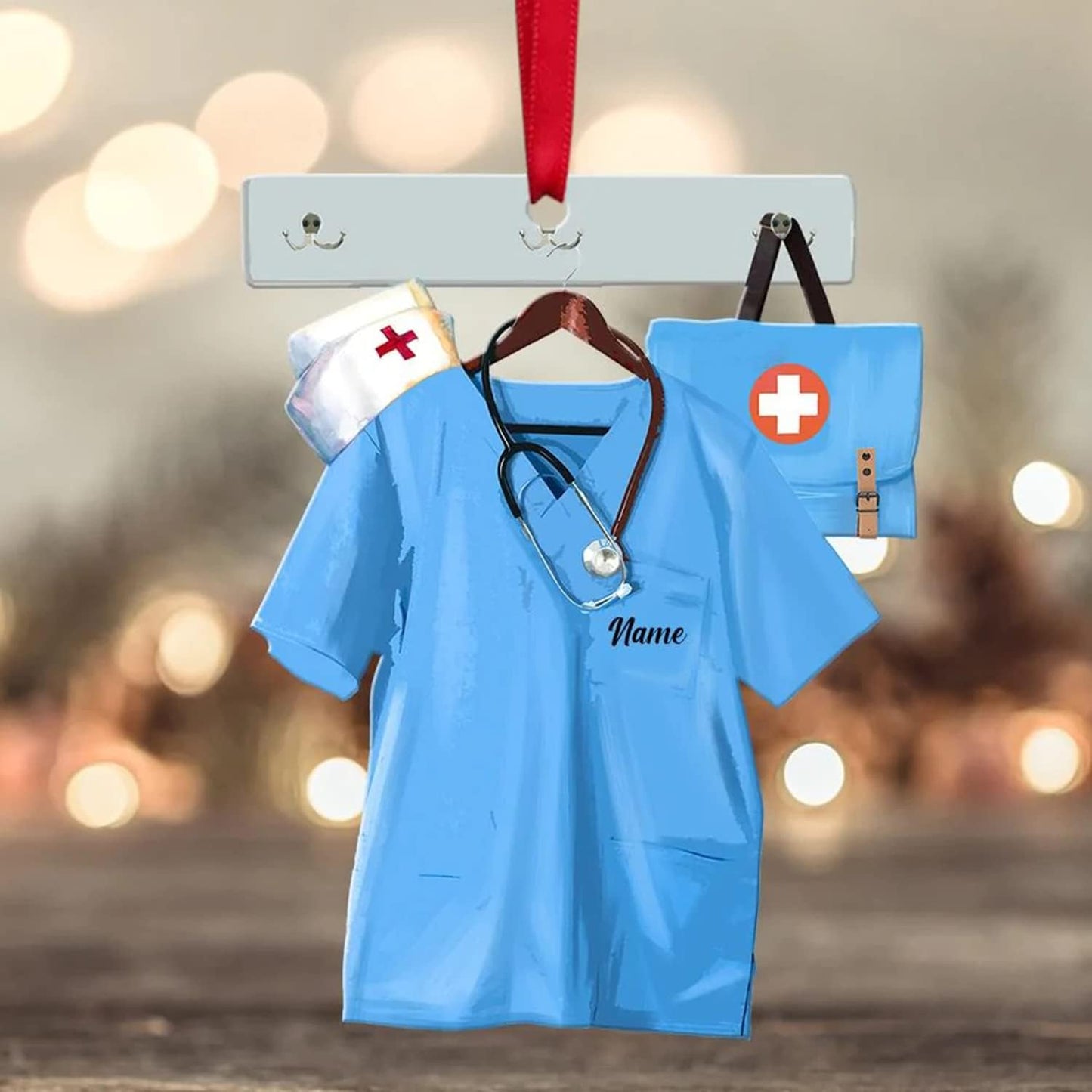 Custom Nurse Uniform Ornament - Nurse Christmas Ornament Design 09