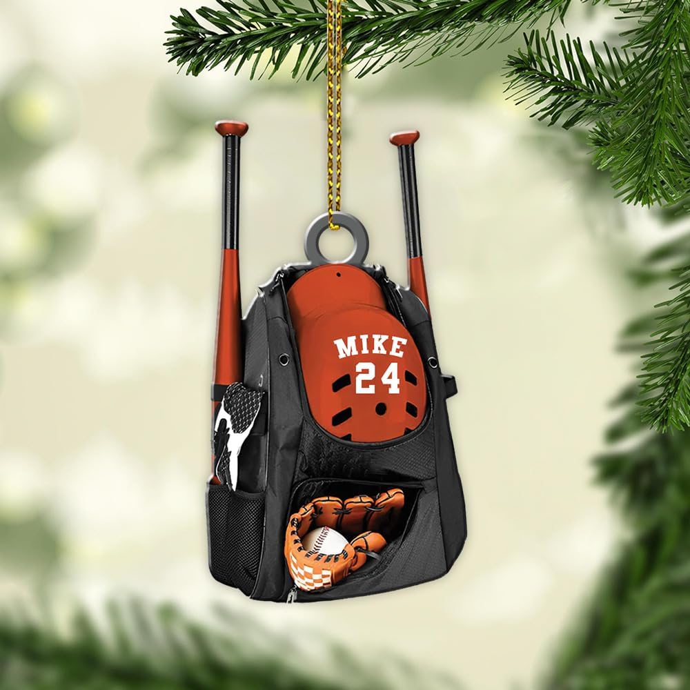 Personalized Baseball Christmas Ornament – Custom Name Acrylic Ornament, Sports Holiday Decoration, Baseball Player Gift TH12