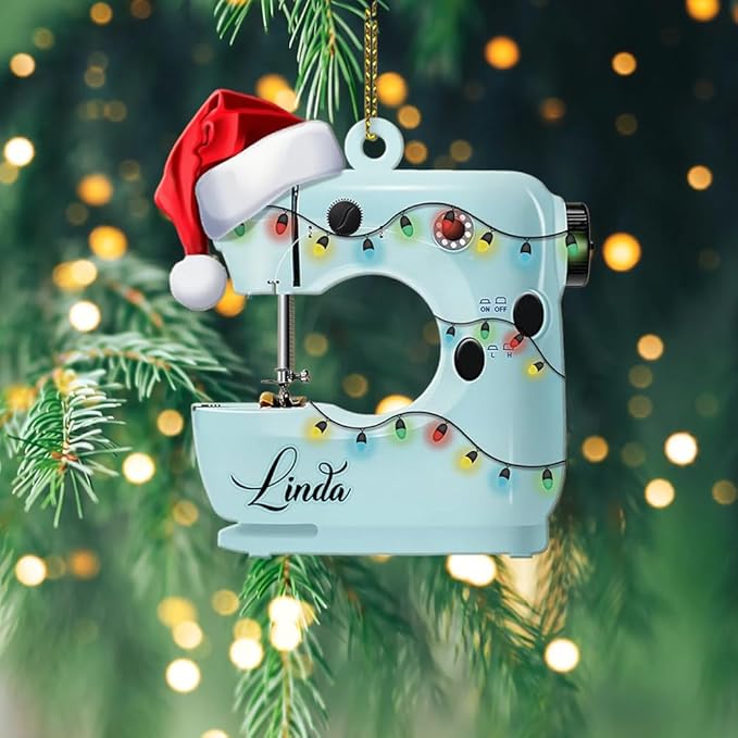 Personalized Sewing Machine Ornament - Custom Christmas Gift for Sewing Lovers LL6