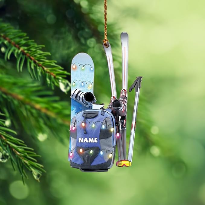 Personalized Snow Skiing Ornament, Custom Colored Skiing Mask Shape Ornament N26