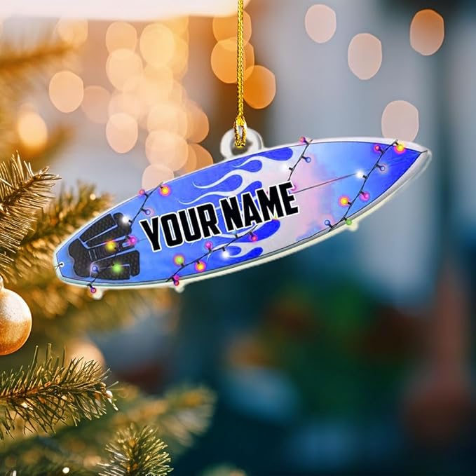 Personalized Surfboard Christmas Ornament - Surfing Tree Decoration Gift for Surfers LL9