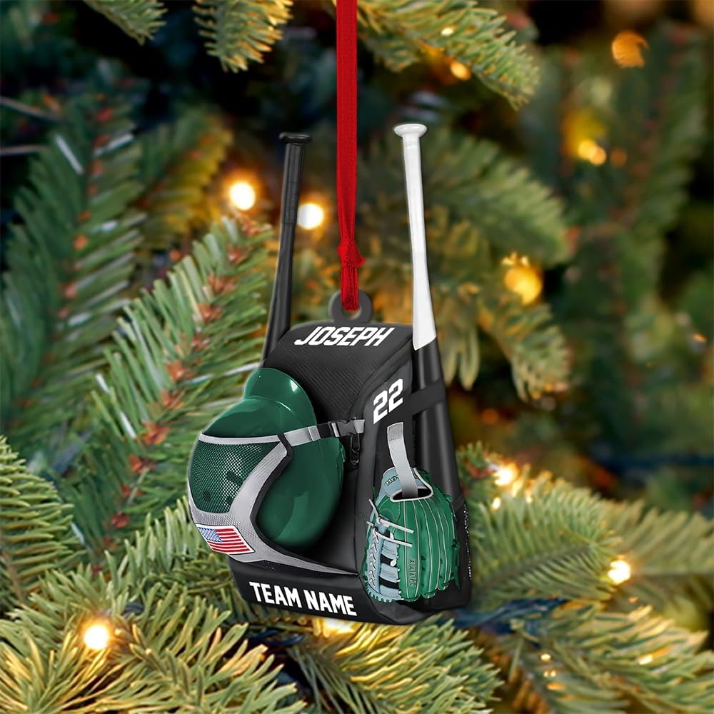 Personalized Baseball Christmas Ornament – Custom Name Acrylic Ornament, Sports Holiday Decoration, Baseball Player Gift TH20