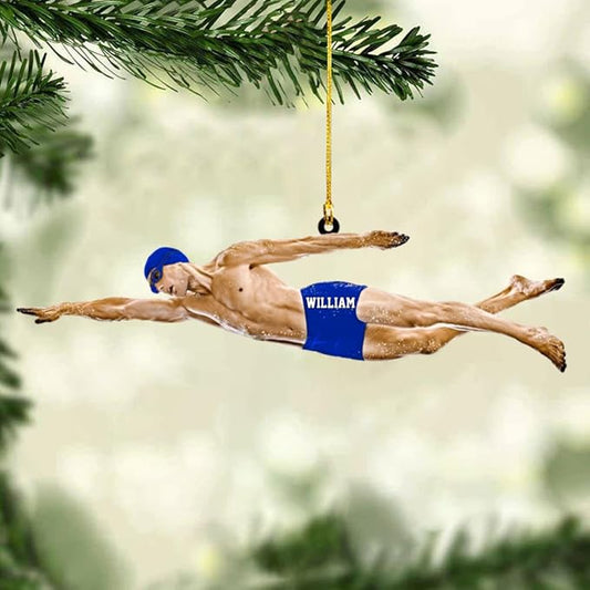 Personalized Swimming Christmas Ornament - Swimmer Christmas Gift for Boys, Girls & Pool Lovers LL34