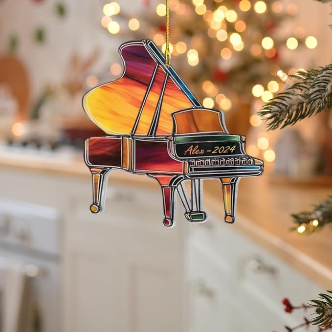 Personalized Piano Ornament - Custom Name Music Instrument Christmas Gift for Piano Lovers LL62