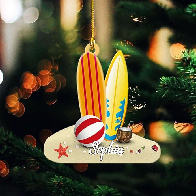 Personalized Surfboard Ornament - Ornament Gift For Surf Lovers LL3