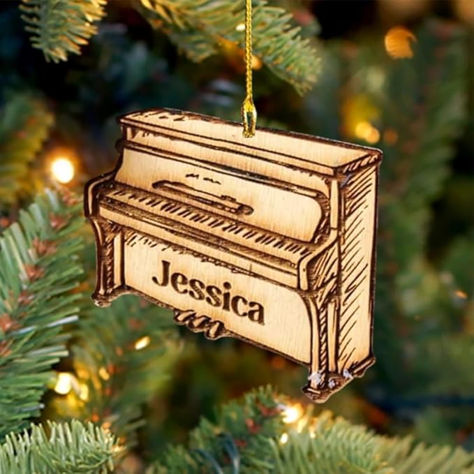 Personalized Piano Ornament - Custom Name Music Instrument Christmas Gift for Piano Lovers LL60