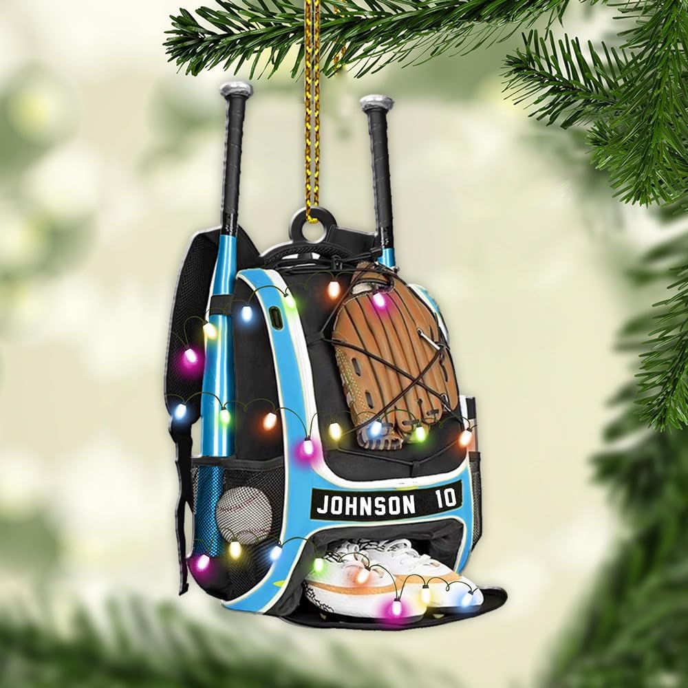 Personalized Baseball Christmas Ornament – Custom Name Acrylic Ornament, Sports Holiday Decoration, Baseball Player Gift TH9