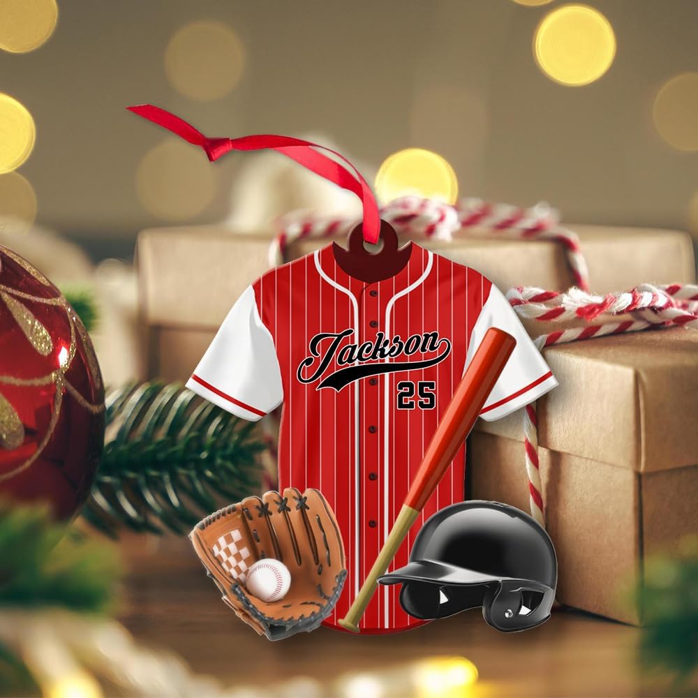 Personalized Baseball Christmas Ornament – Custom Name Acrylic Ornament, Sports Holiday Decoration, Baseball Player Gift  TH18