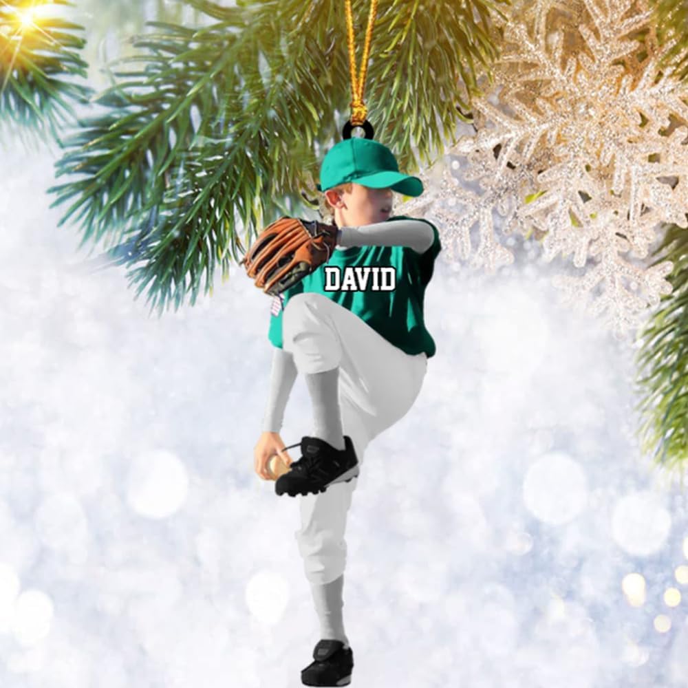 Personalized Baseball Christmas Ornament – Custom Name Acrylic Ornament, Sports Holiday TH37