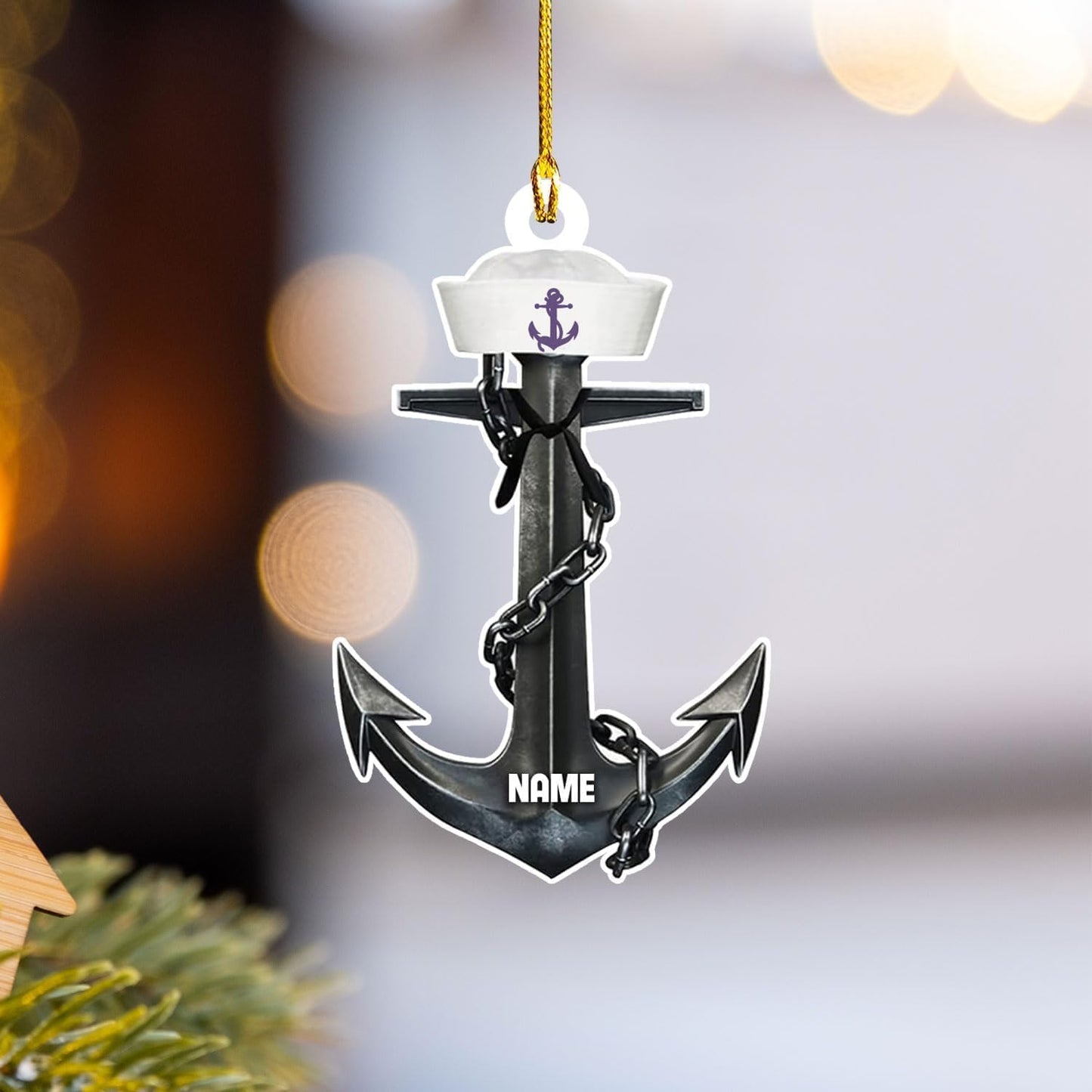 Custom Name Sailor Ornament – Personalized Captain Acrylic Sailing Ornament, Nautical Christmas Tree Decoration for Navy Lovers TS29
