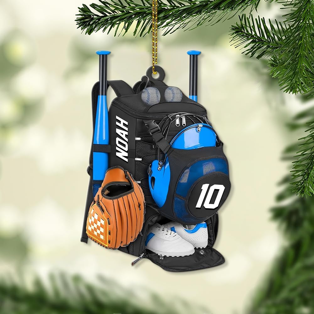 Personalized Baseball Christmas Ornament – Custom Name Acrylic Ornament, Sports Holiday Decoration, Baseball Player Gift TH3