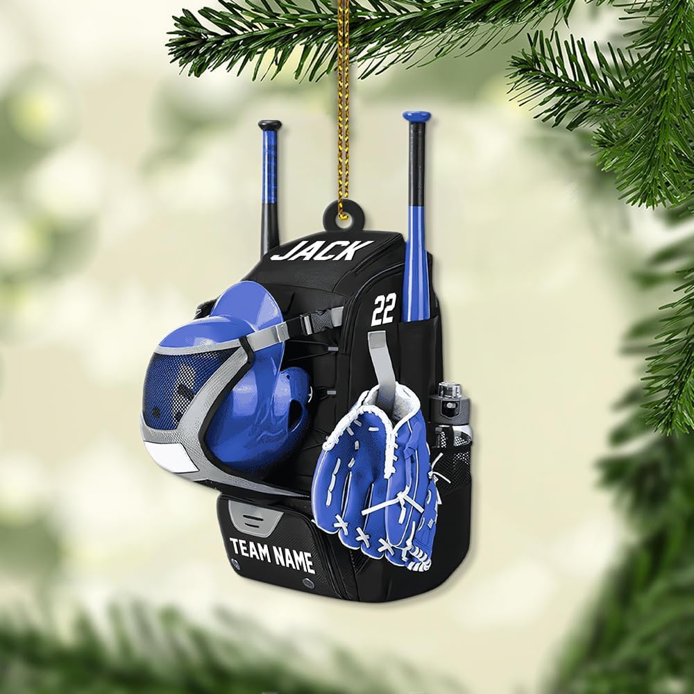 Personalized Baseball Christmas Ornament – Custom Name Acrylic Ornament, Sports Holiday Decoration, Baseball Player Gift TH1