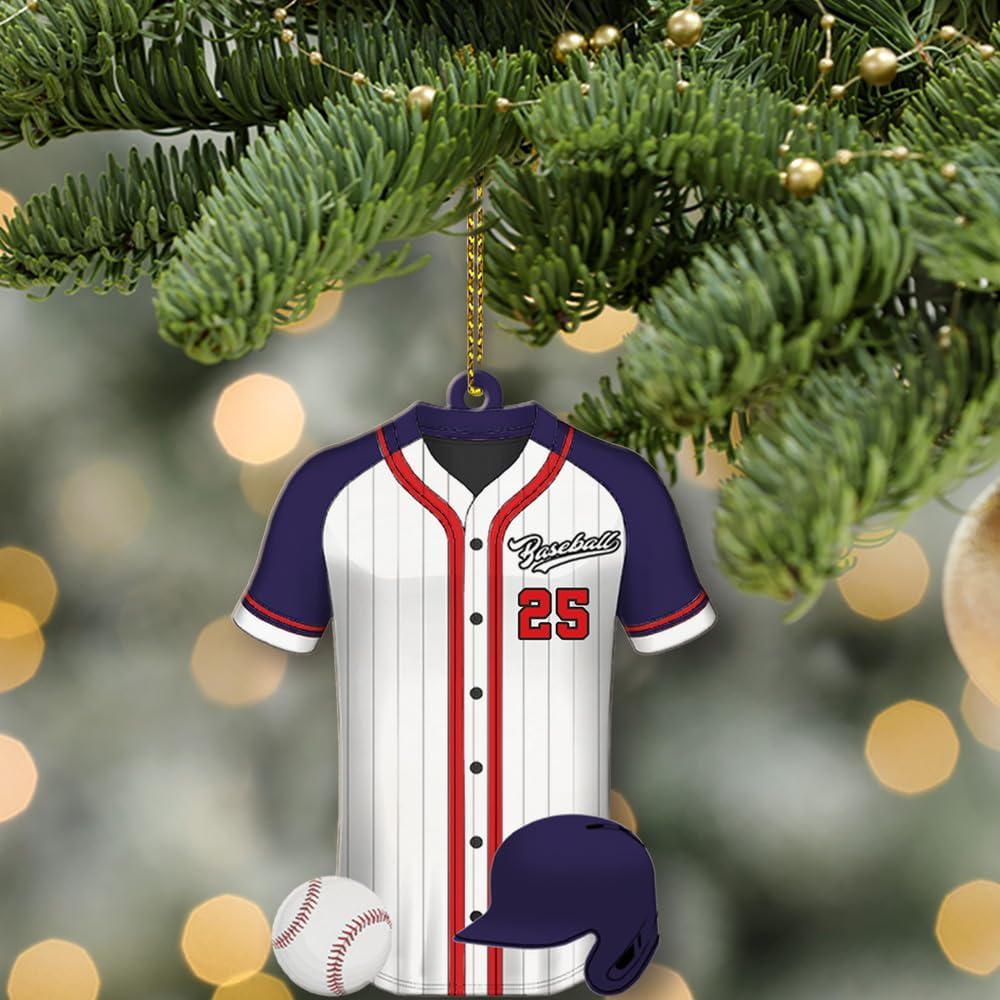 Personalized Baseball Christmas Ornament – Custom Name Acrylic Ornament, Sports Holiday Decoration, Baseball Player Gift TH15