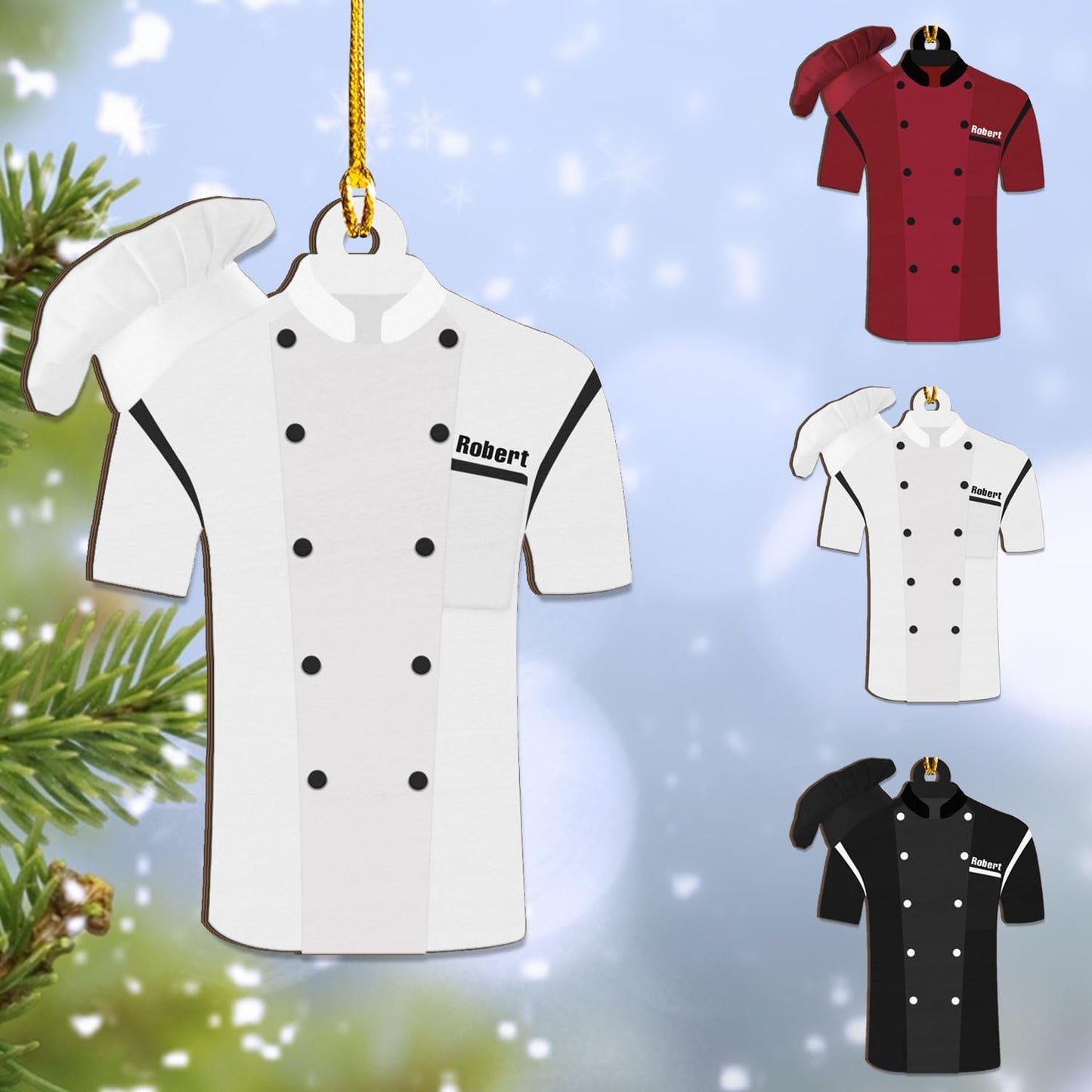 Personalized Chef Hat Ornament, Custom Cooking Baking Ornament for Christmas Tree N26