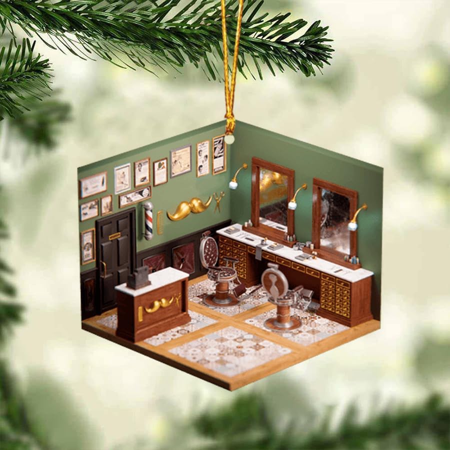 Custom Hair Stylist , Hair Salon Christmas Ornament Style 3