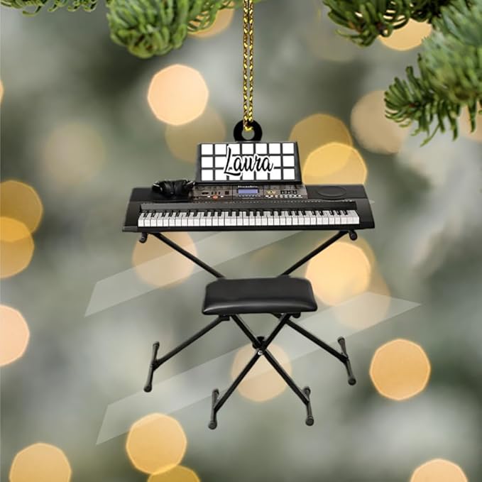 Personalized Piano Ornament - Custom Name Music Instrument Christmas Gift for Piano Lovers LL65
