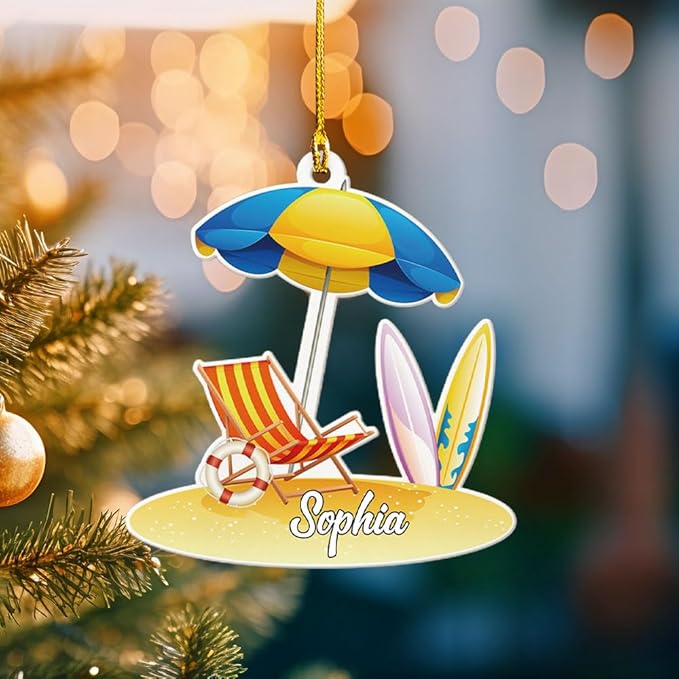 Personalized Surfboard Christmas Ornament - Surfing Tree Decoration Gift for Surfers LL6