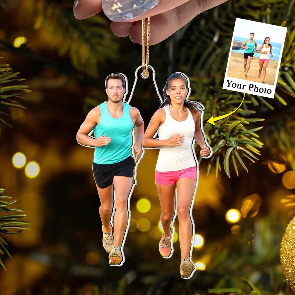 Custom Photo Running Ornament – Personalized Marathon Acrylic Gift, Athlete Christmas Decoration TM25
