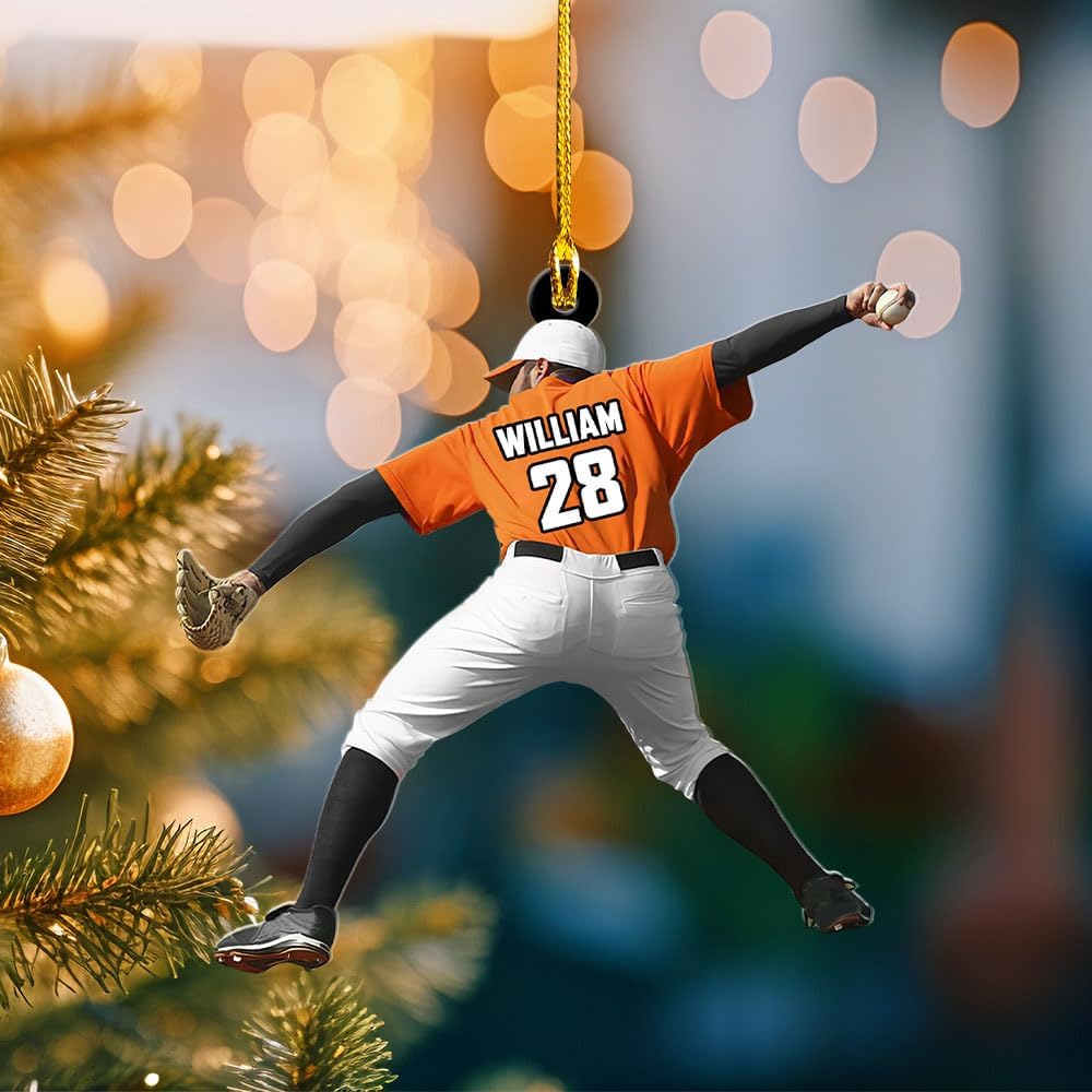 Personalized Softball Ornament – Custom Sports Christmas Tree C09