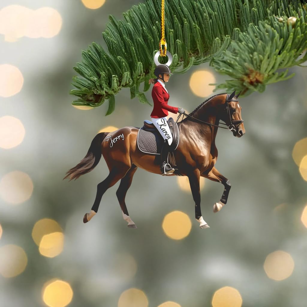 Personalized Equestrian Christmas Ornament | Custom Horse Rider Holiday Tree Decoration Gift for Cowboy & Cowgirl Riders THH5