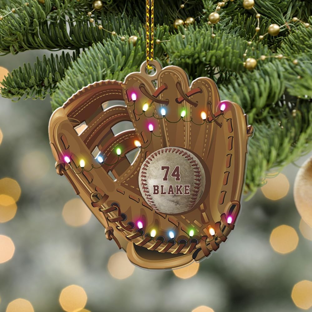 Personalized Baseball Christmas Ornament – Custom Name Acrylic Ornament, Sports Holiday Decoration, Baseball Player Gift TH7
